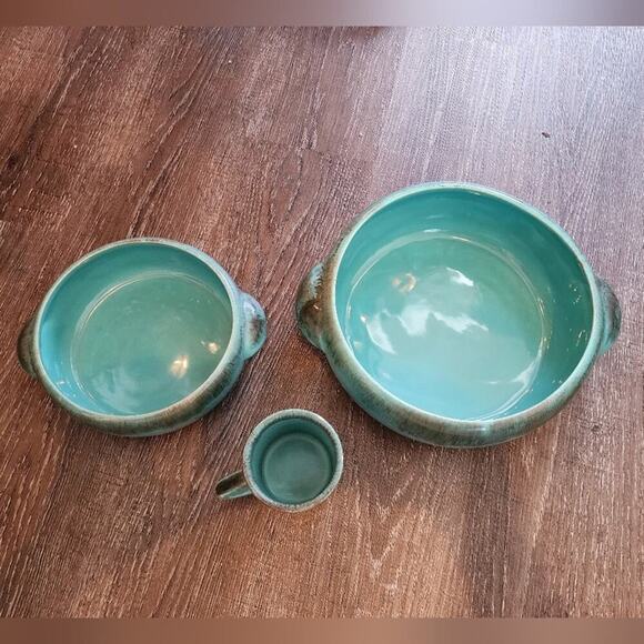 Jaska of California Cascade Ware Blue with Brown Drip Vintage 2 serving Bowls - Picture 3 of 16